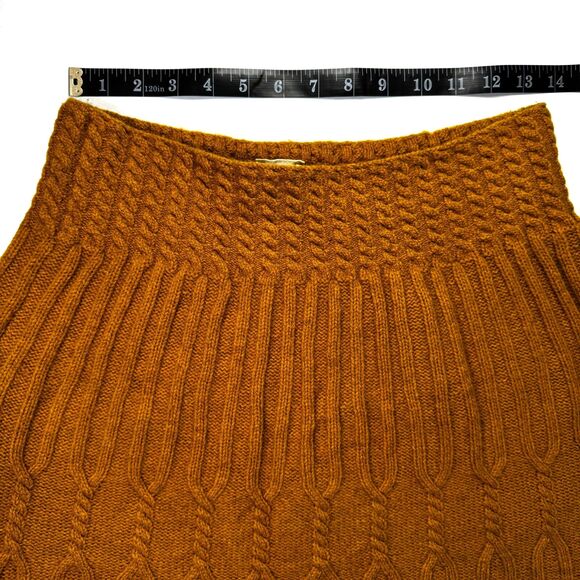 Far Away From Close Anthropologie Skirt Small Mustard Wool Blend Cable Knit Boho - Picture 6 of 12